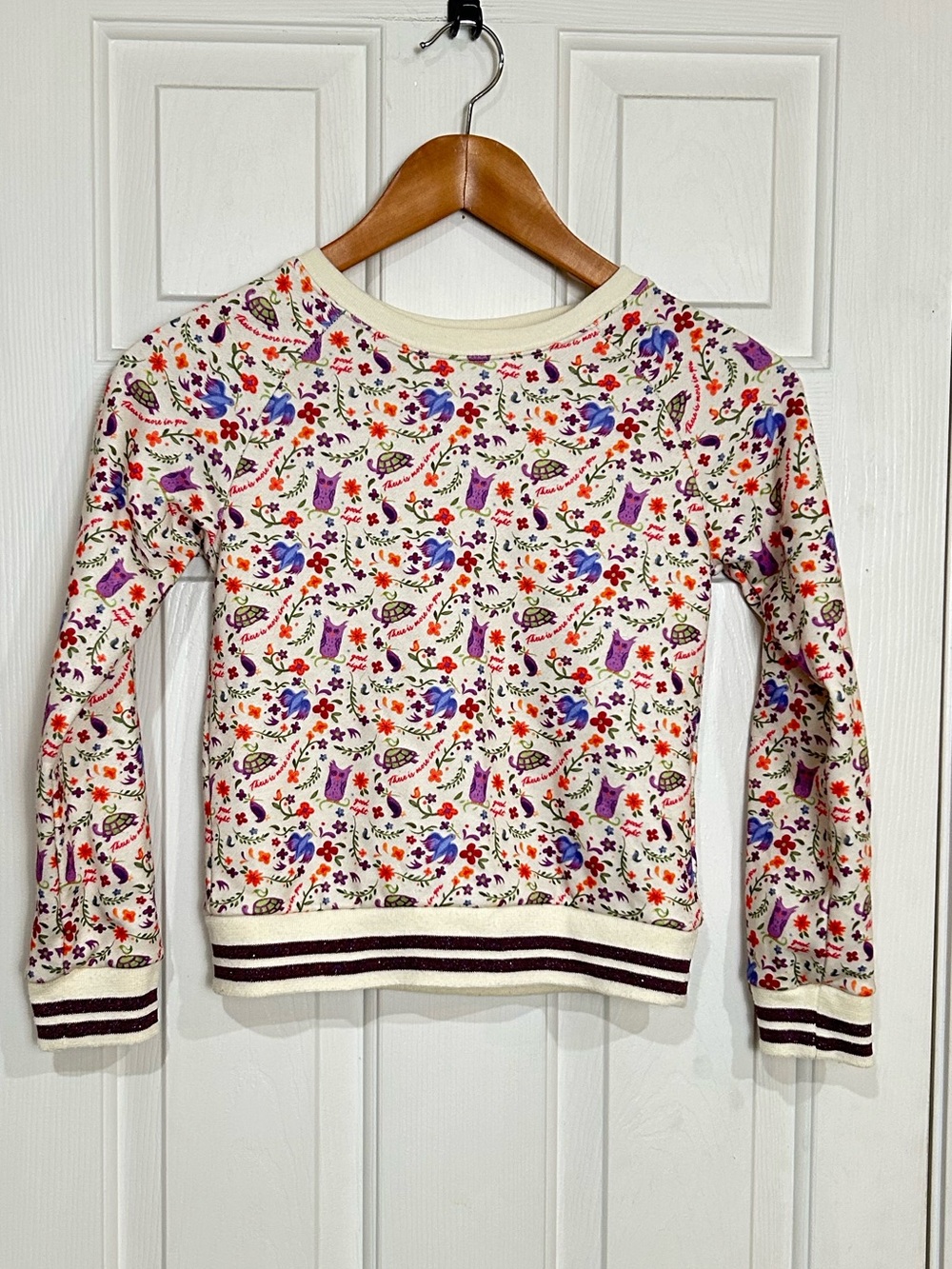 Disney Store Floral Animal Print Glitter Trim Sweatshirt Size 7/8